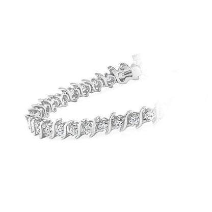 Round Lab Grown Diamond Tennis Bracelet S Link Style 6.30 Ct White Gold