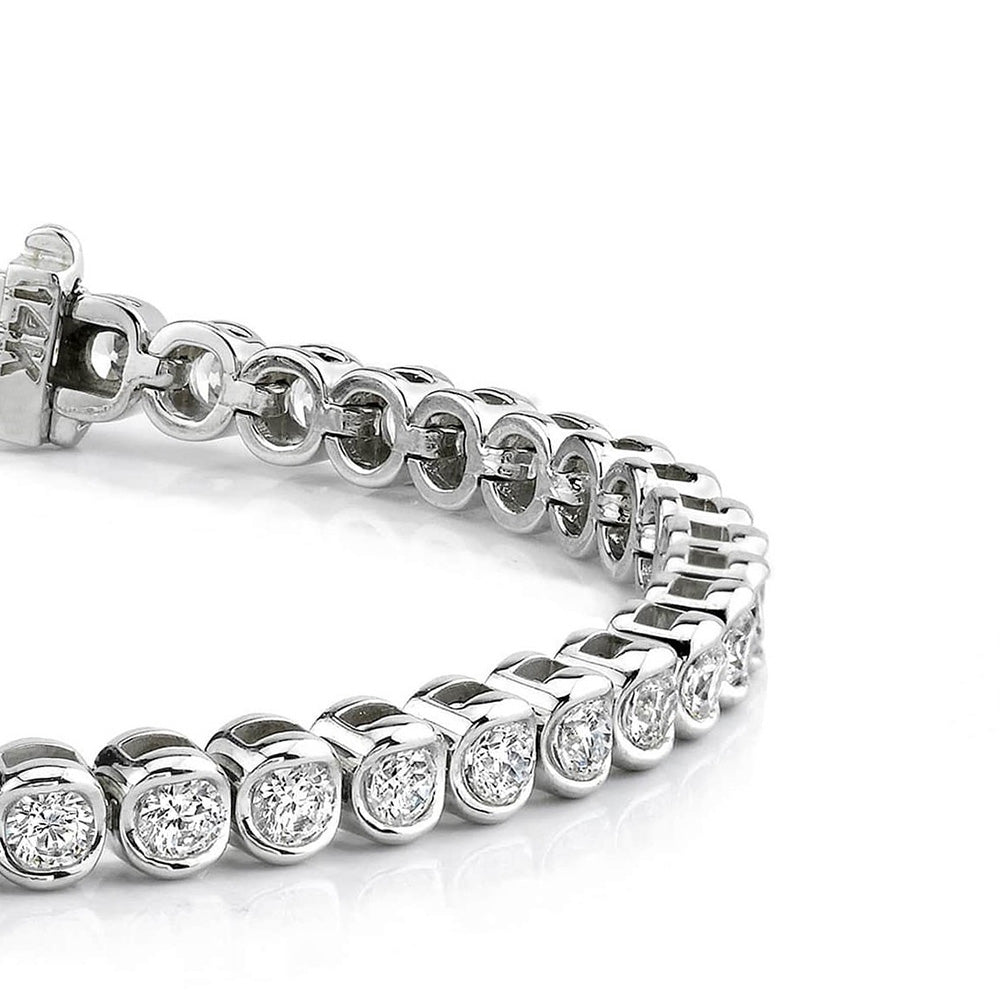 Round Lab Grown Diamond Women Tennis Bracelet White Solid Gold 10.50 Ct