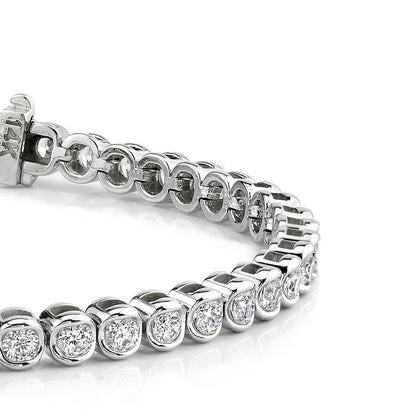 Round Lab Grown Diamond Women Tennis Bracelet White Solid Gold 10.50 Ct
