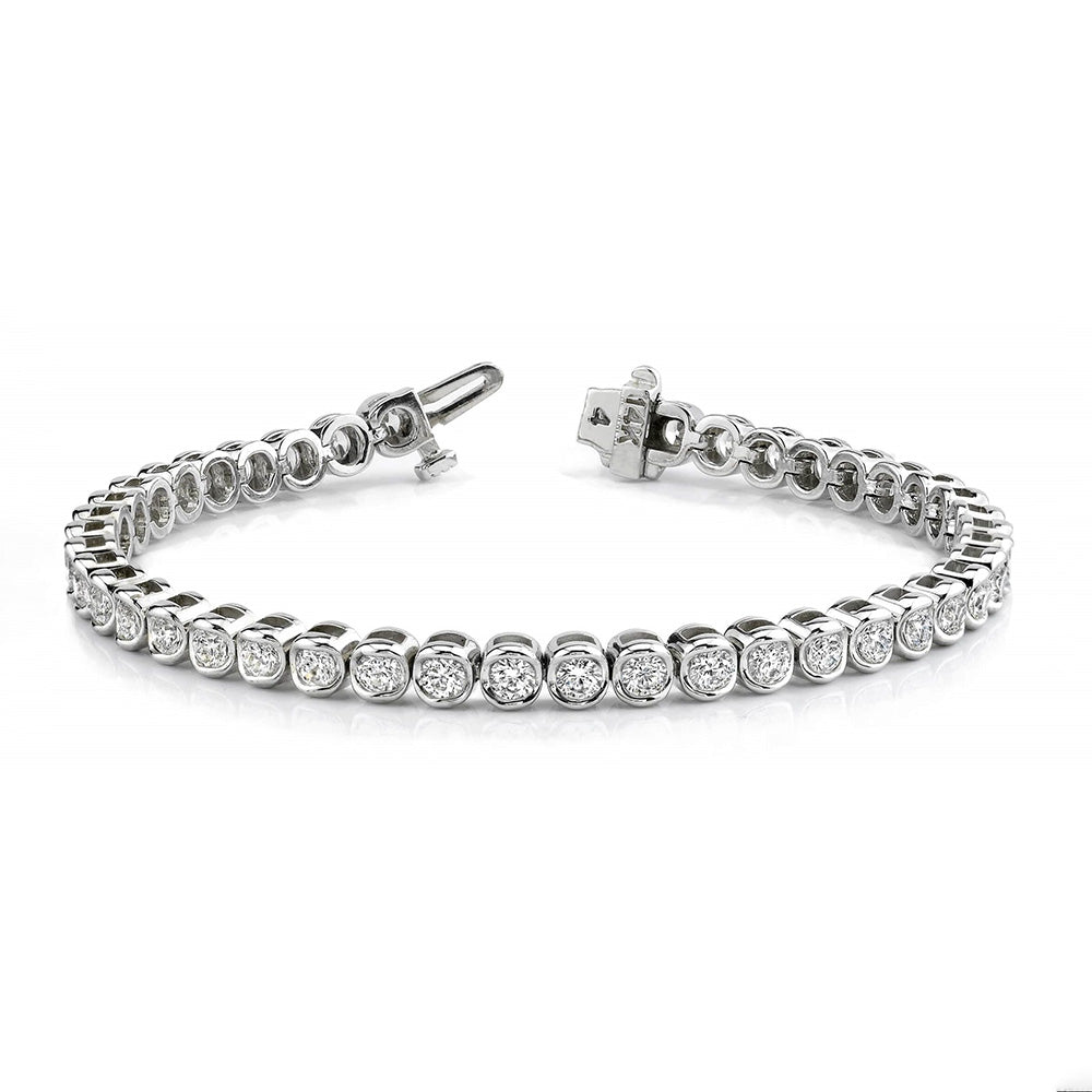 Round Lab Grown Diamond Women Tennis Bracelet White Solid Gold 10.50 Ct