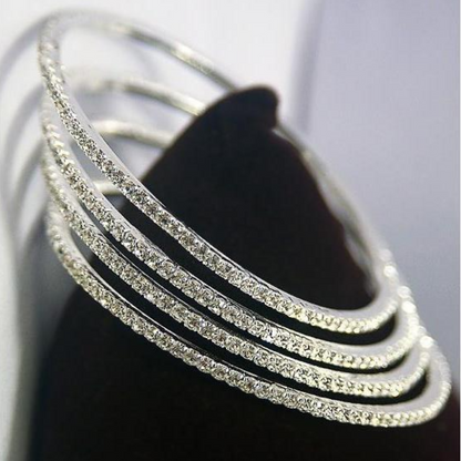 Round Natural Earth Mined Diamond 2 Carats White Gold 14K Women Bangle Fine Jewelry