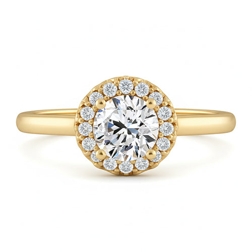 Round Natural Earth Mined Diamond Engagement Fancy Ring 1.25 Carat Prong Setting YG 14K