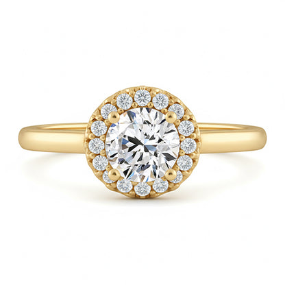 Round Natural Earth Mined Diamond Engagement Fancy Ring 1.25 Carat Prong Setting YG 14K