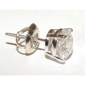 Round Natural Earth Mined Diamond Stud Earrings 2.20 Ct. Solid 18K White Gold