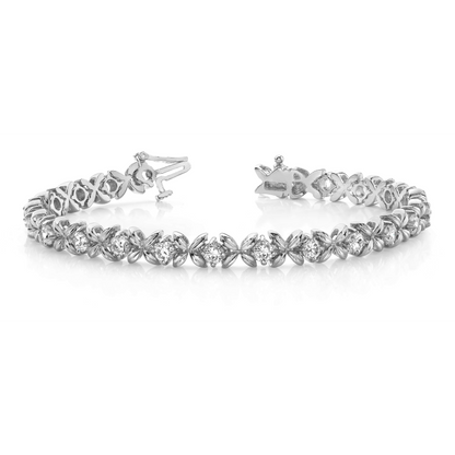 Round Natural Earth Mined Diamond Tennis Bracelet Solid Gold 14K Prong Set 3.30 Carats