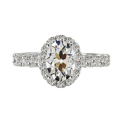 Round & Oval Old Cut Mined Diamond Halo Ring 4.55 Carats