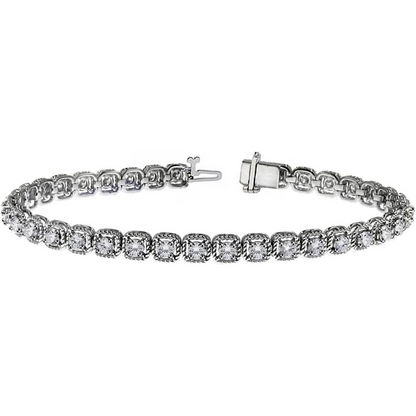 Round Prong Set Lab Grown Diamond Tennis Bracelet 7.20 Carats White Gold 10K