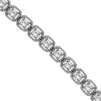 Round Prong Set Lab Grown Diamond Tennis Bracelet 7.20 Carats White Gold 10K