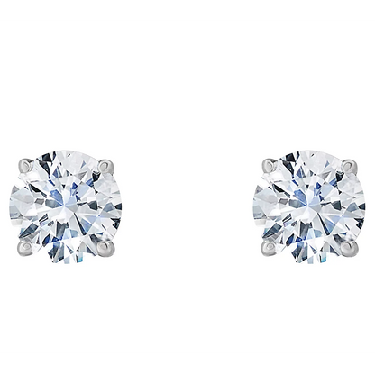 Round Shaped GIA Certified Lab Grown Diamond Women Stud Earring 2 Carats White Gold 14K