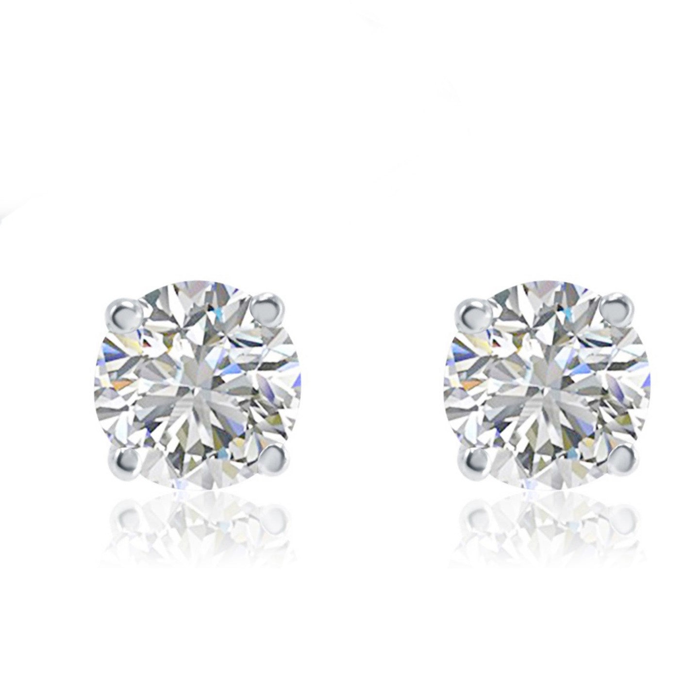 Round Sparkling GIA Certified Lab Grown Diamond Studs Earrings 3.50 Carats White Gold 14K