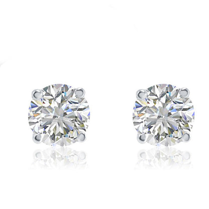 Round Sparkling GIA Certified Lab Grown Diamond Studs Earrings 3.50 Carats White Gold 14K