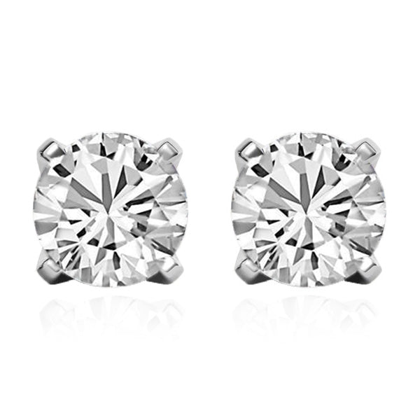 Round Stud GIA CERTIFIED Lab Grown Diamond Earring 2 Ct Fine Women Jewelry 14K White Gold