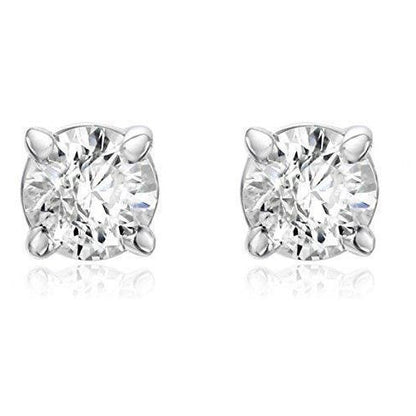 Round Stud GIA CERTIFIED Lab Grown Diamond Earring 3.5 Carats Prong Set White Gold 14K