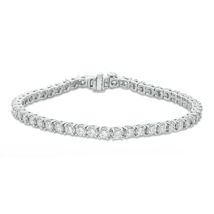 Round Tennis Bracelet Lab Grown Diamond Cut Mounting 6 Carat White Gold Jewelry