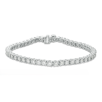 Round Tennis Bracelet Lab Grown Diamond Cut Mounting 6 Carat White Gold Jewelry