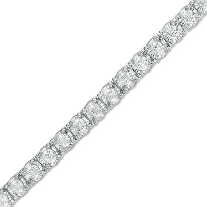 Round Tennis Bracelet Lab Grown Diamond Cut Mounting 6 Carat White Gold Jewelry
