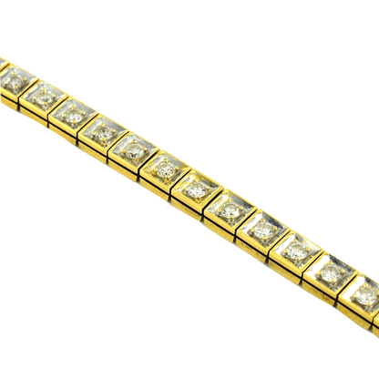 Round Cut Natural Earth Mined Diamond Ladies Tennis Bracelet 5.40 Carats Yellow Gold 14K