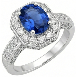 Natural Real ( Not Lab Grown )  Royal Blue Sapphire Halo Ring
