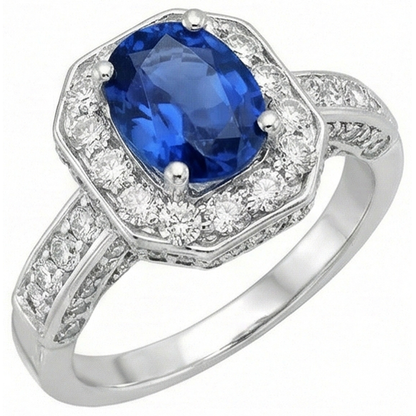 Natural Real ( Not Lab Grown )  Royal Blue Sapphire Halo Ring