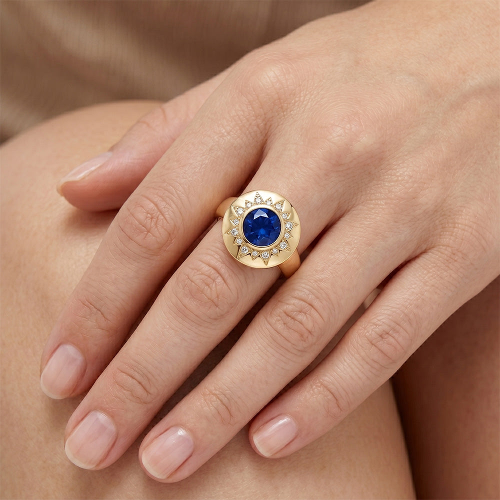 Royal Blue Sapphire VVS Clarity Gemstone Ring 1.5 ct in 14K