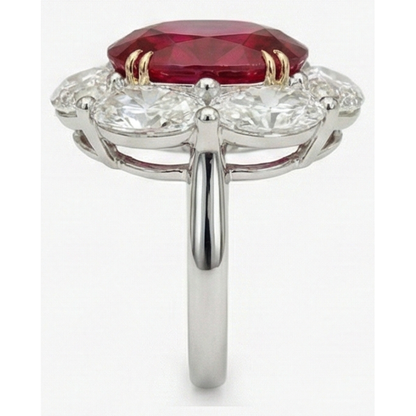 Ruby And Natural Earth Mined Diamond Wedding Ring 5 Carats Gold 14K