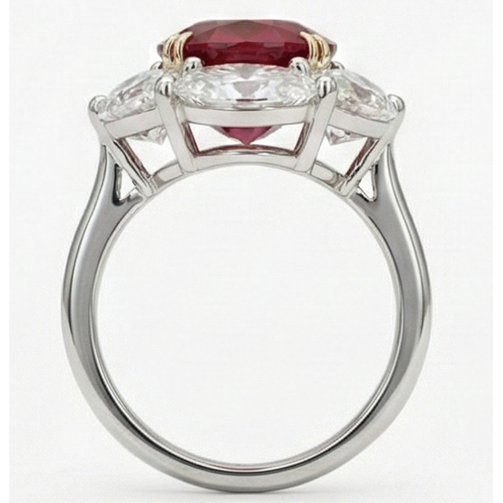 Ruby And Natural Earth Mined Diamond Wedding Ring 5 Carats Gold 14K