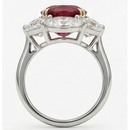 Ruby And Natural Earth Mined Diamond Wedding Ring 5 Carats Gold 14K