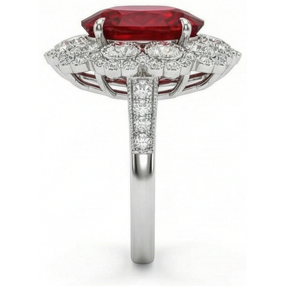 Ruby And Natural Earth Mined Diamond Wedding Ring White Gold 14K 4.50 Carats
