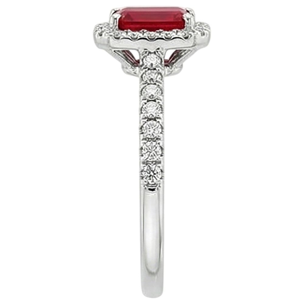 Ruby And Natural Earth Mined Diamonds Prong Set 6.25 Carats Ring White Gold 14K