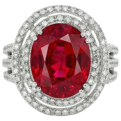 Ruby With Natural Earth Mined Diamonds 4.5 Carats Wedding Ring White Gold 14K