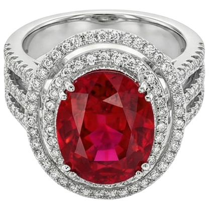Ruby With Natural Earth Mined Diamonds 4.5 Carats Wedding Ring White Gold 14K
