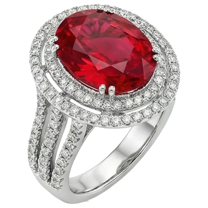 Ruby With Natural Earth Mined Diamonds 4.5 Carats Wedding Ring White Gold 14K