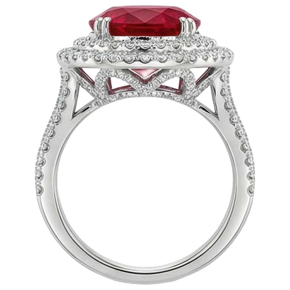 Ruby With Natural Earth Mined Diamonds 4.5 Carats Wedding Ring White Gold 14K