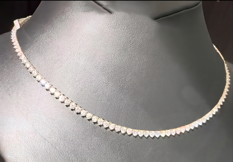 Diamond Tennis Necklace 3 Prongs with Round Diamonds