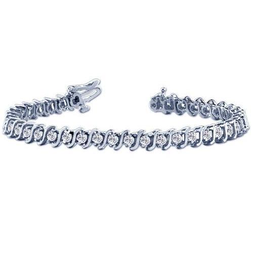 S Link Design Lab Grown Diamond Tennis 10K White Gold Bracelet