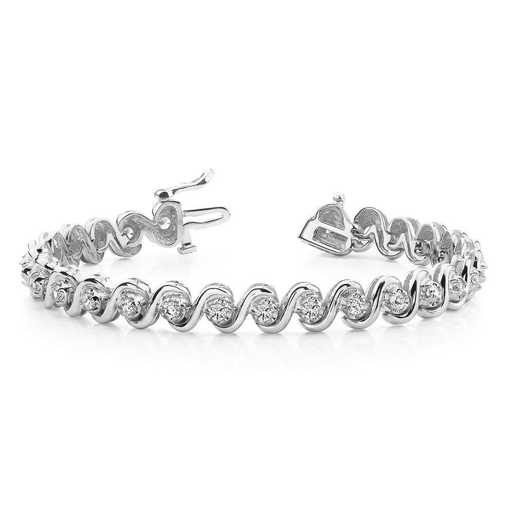 S Style Tennis Bracelet Women 7 Carats Round Lab Grown Diamonds Gold 14K