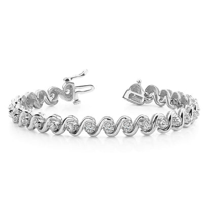 S Style Tennis Bracelet Women 7 Carats Round Lab Grown Diamonds Gold 14K