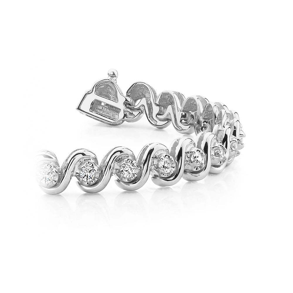 S Style Tennis Bracelet Women 7 Carats Round Lab Grown Diamonds Gold 14K