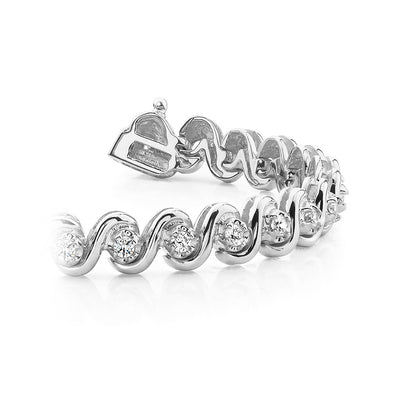 S Style Tennis Bracelet Women 7 Carats Round Lab Grown Diamonds Gold 14K