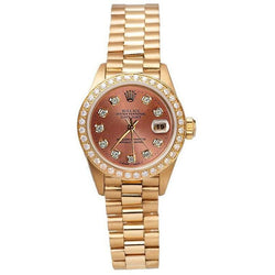 Salmon Diamond Dial Bezel Rolex President Style Watch  Dj