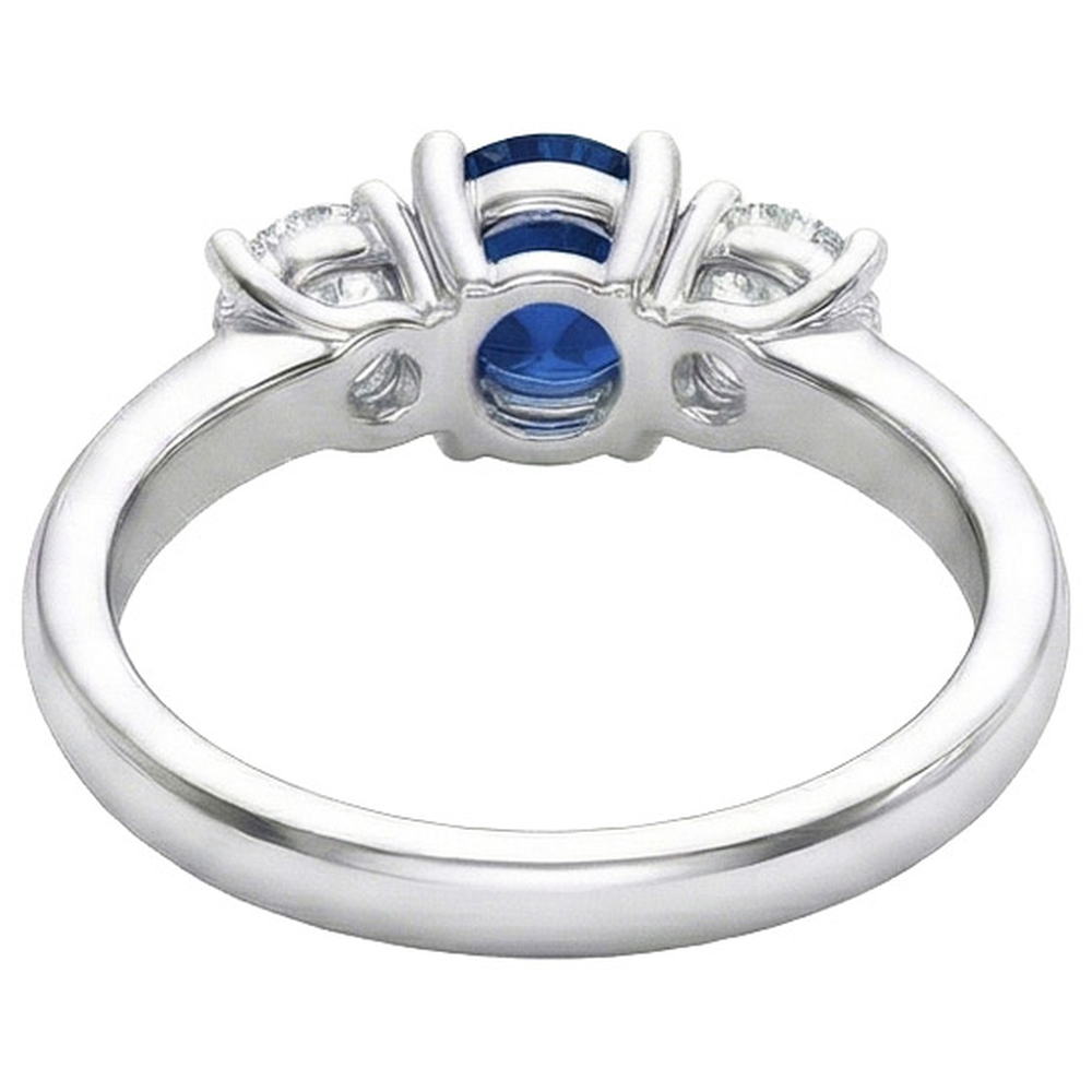 Sapphire And Natural Earth Mined Diamond 3 Stone Ring