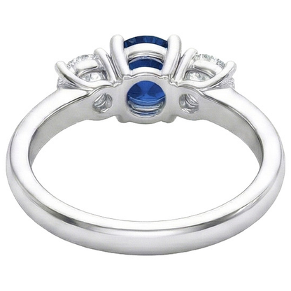 Sapphire And Natural Earth Mined Diamond 3 Stone Ring