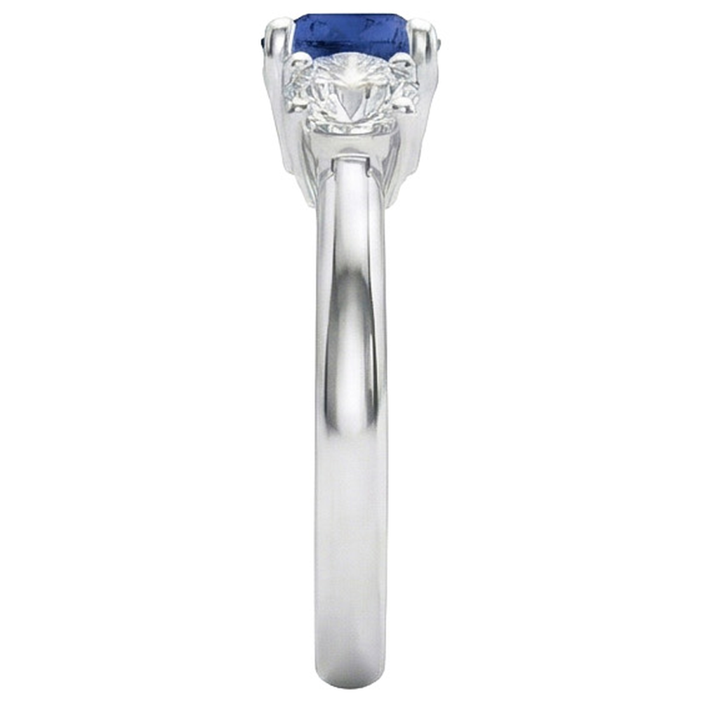 Sapphire And Natural Earth Mined Diamond 3 Stone Ring