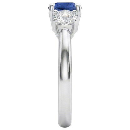 Sapphire And Natural Earth Mined Diamond 3 Stone Ring