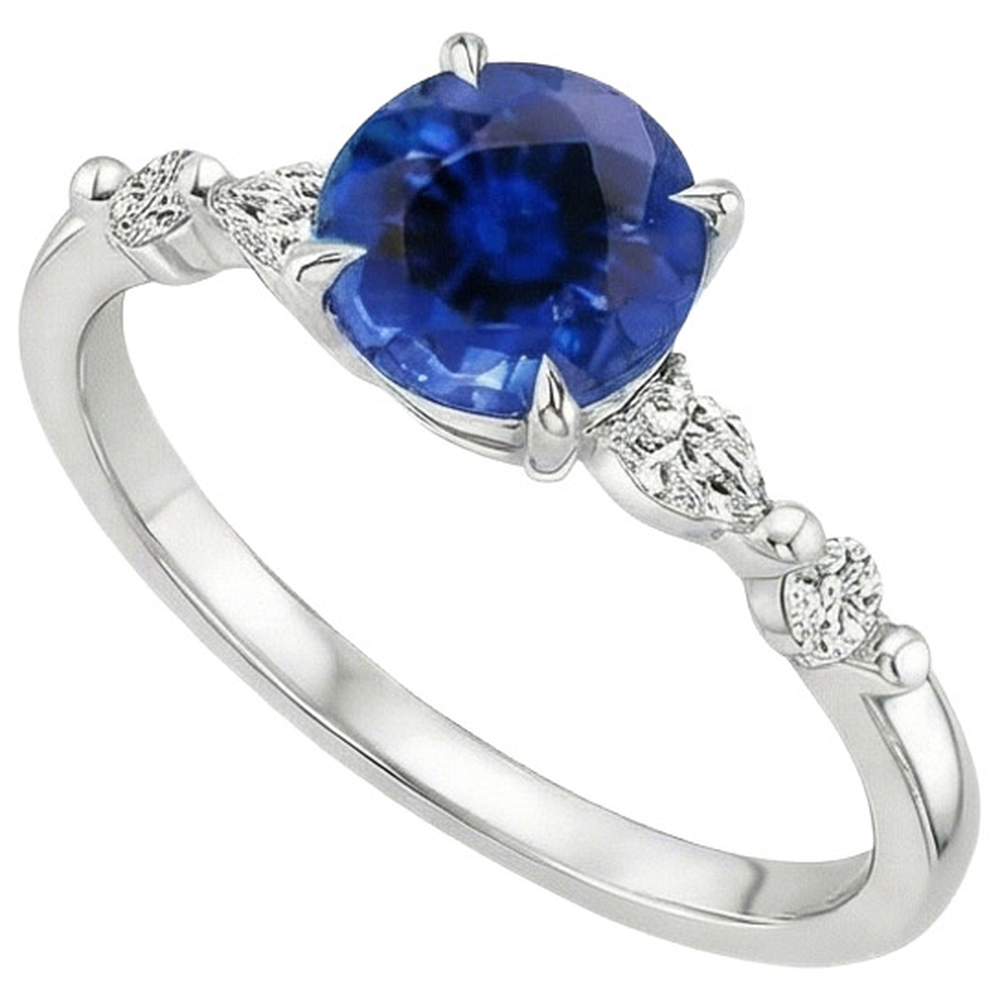 natural round sapphire 2ct ring side angle