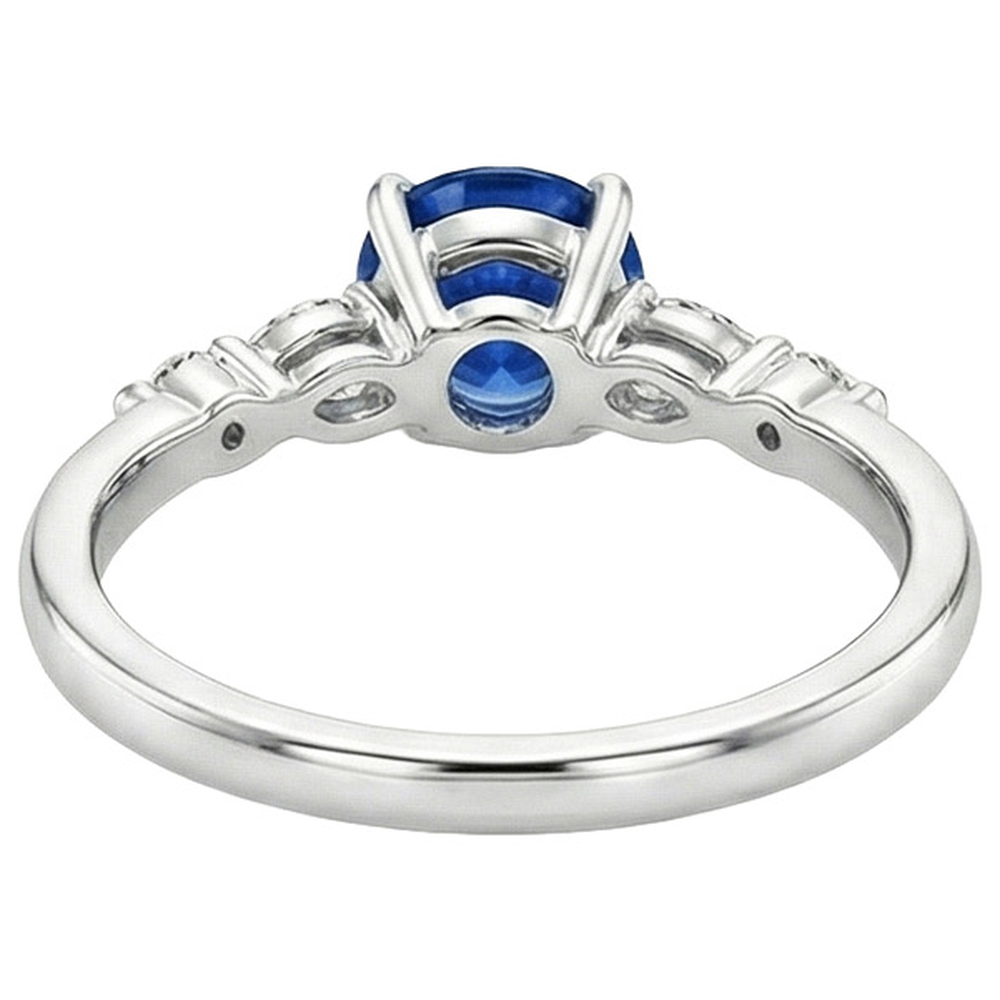 natural round sapphire 2ct ring on white background