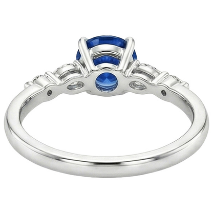 natural round sapphire 2ct ring on white background