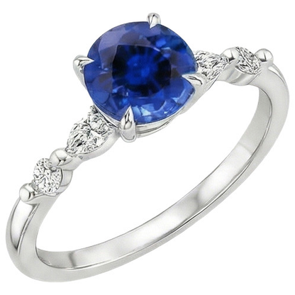 natural round sapphire 2ct ring top view