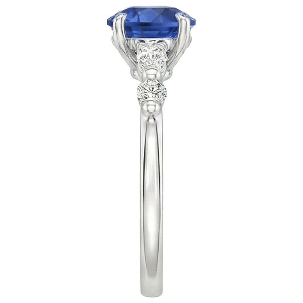 natural round sapphire 2ct ring profile view