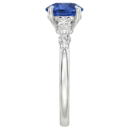 natural round sapphire 2ct ring profile view